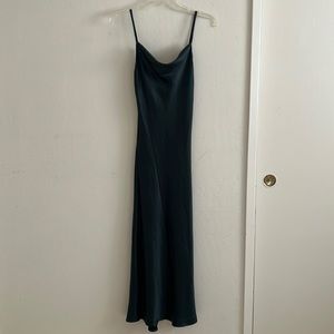 New with tags Oak and Fort silk midi dress XS deep spruce